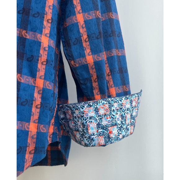 Robert Graham Other - Robert Graham Green Paisley Blue Redish Orange Flowers Button Front Shirt sz XL